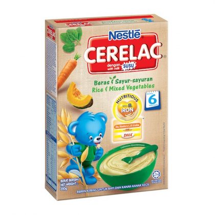 NESTLE CERELAC CEREAL RICE&MIXED VEGETABLES BOX 250GM (IMP)