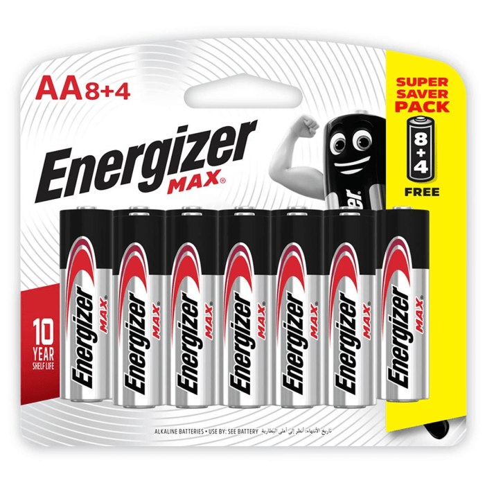 ENERGIZER MAX CELL AA 8+4PCS PACK
