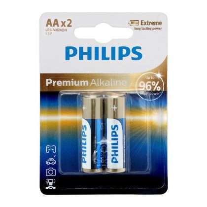 PHILIPS CELL PREMIUM ALKALINE AA 2PCS CARD