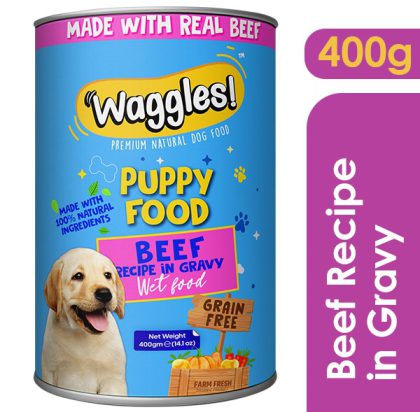 WAGGLES PUPPY FOOD BEEF  400GM