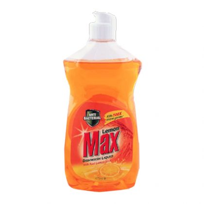 MAX LEMON DISHWASH LIQUID ANTIBACTERIAL 475ML BOTTLE