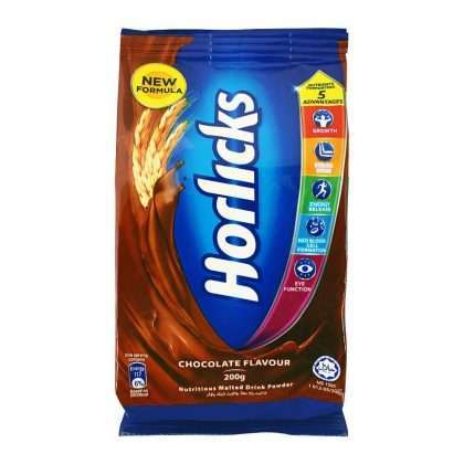 HORLICKS CHOCOLATE MALTED DRINK POWDER 200GM POUCH