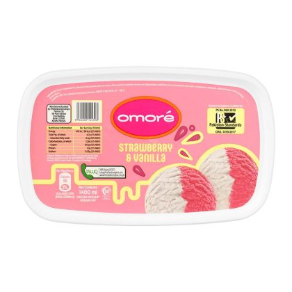 OMORE TUB VANILLA STRAWBERRY 1.4LTR