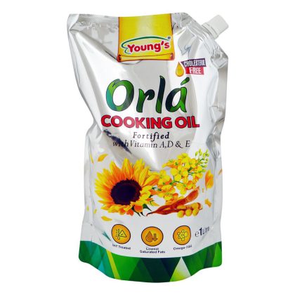 YOUNGS ORLA COOKING OIL 1 LTR NOZZLE POUCH
