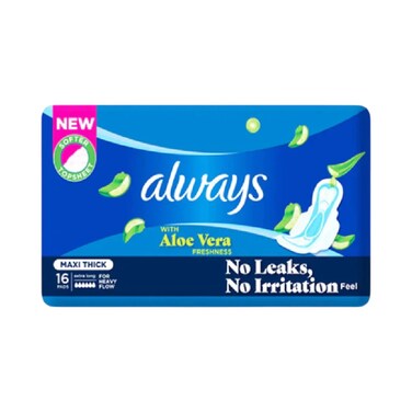 ALWAYS WITH ALOE VERA FRESHNESS MAXI THICK 16PCS