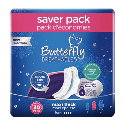 BUTTERFLY BREATHABLES MAXI THICK LONG 30PADS