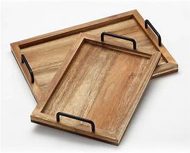 2 PCS WOODEN TRAY WITH HANDLE-115