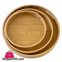 3 PCS WOODEN TRAY (ROUND)-98